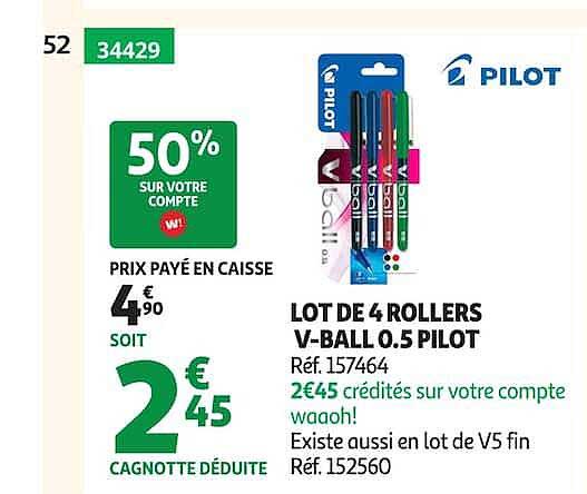 LOT DE 4 ROLLERS V-BALL 0.5 PILOT
