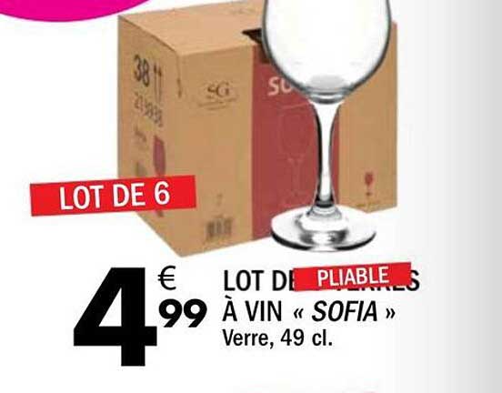 LOT DE 6 PLIABLES À VIN « SOFIA » Verre, 49 cl.
