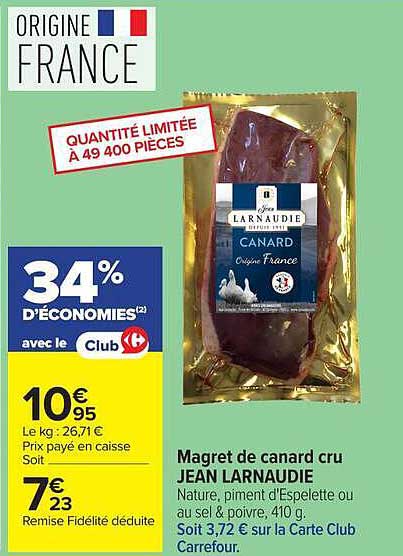 Magret de canard cru JEAN LARNAUDIE