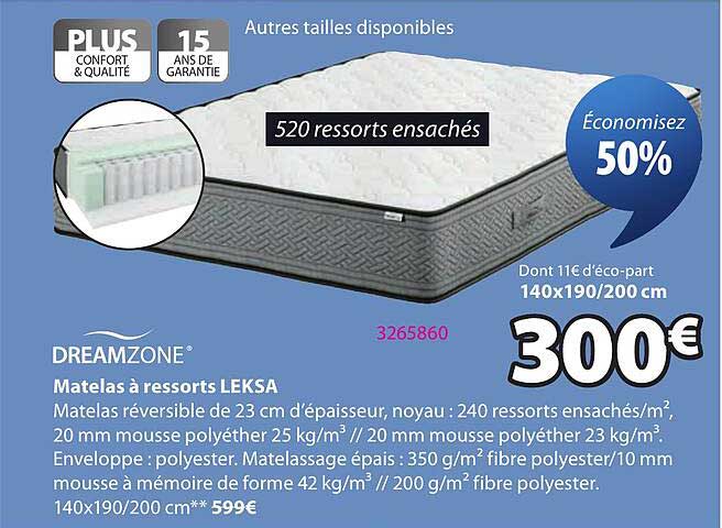 Matelas à ressorts LEKSA