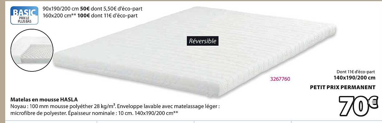 Matelas en mousse HASLA