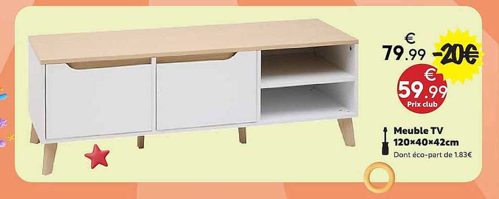 Meuble TV 120×40×42cm