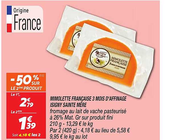 MIMOLETTE FRANCAISE 3 MOIS D'AFFINAGE ISIGNY SAINTE MERE