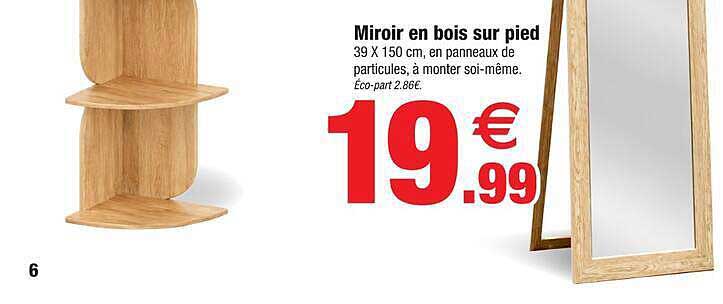 Miroir en bois sur pied