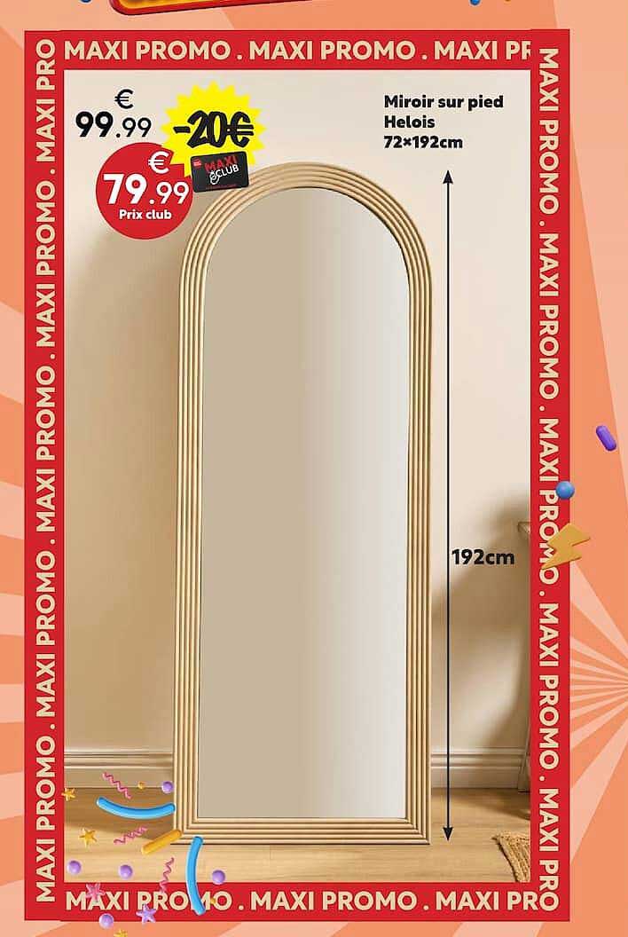 Miroir sur pied Helois 72×192cm