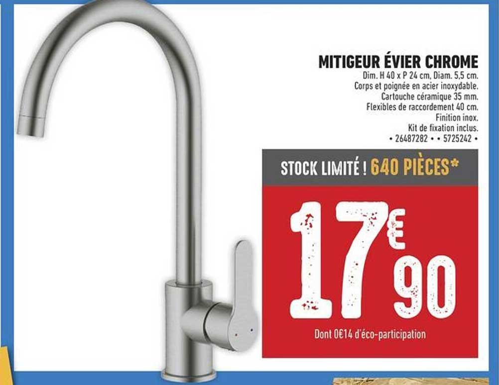 MITIGEUR ÉVIER CHROME