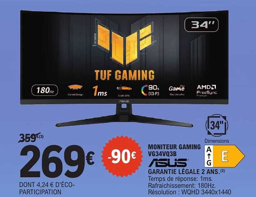 MONITEUR GAMING VG34VQ3B ASUS