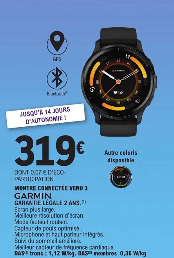 MONTRE CONNECTÉE VENU 3 GARMIN