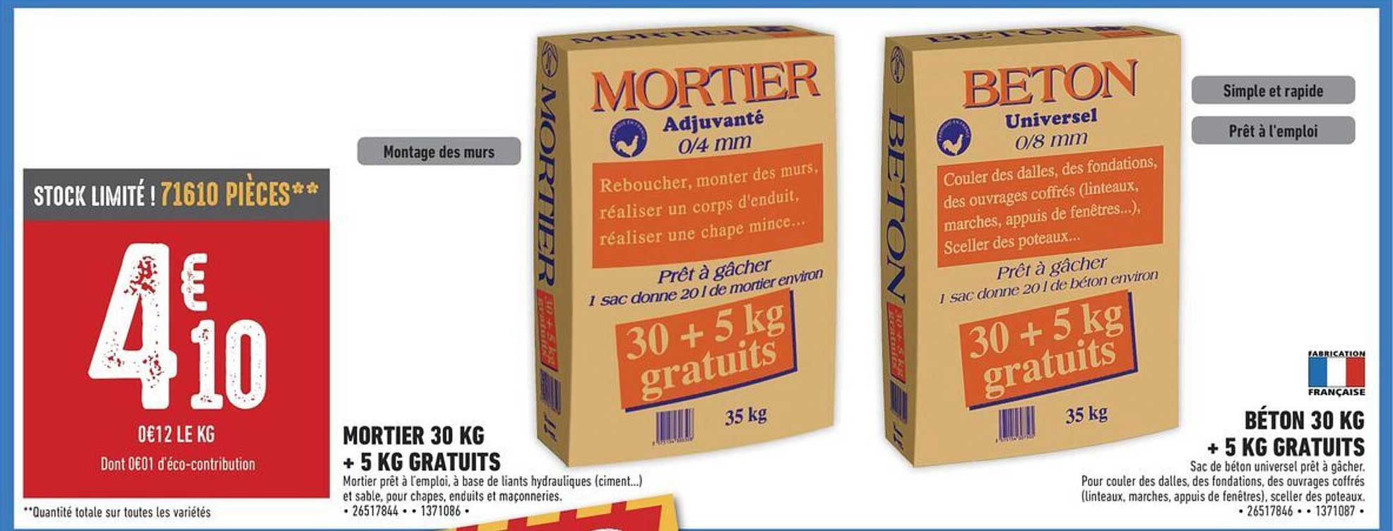 MORTIER 30 KG + 5 KG GRATUITS