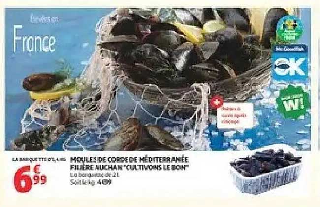 MOULES DE BOUCHOT MEDITERRANEE FILIERE AUCHAN "CULTIVONS LE BON"