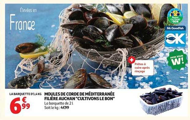 MOULES DE CORDE DE MÉDITERRANÉE FILIÈRE AUCHAN "CULTIVONS LE BON"