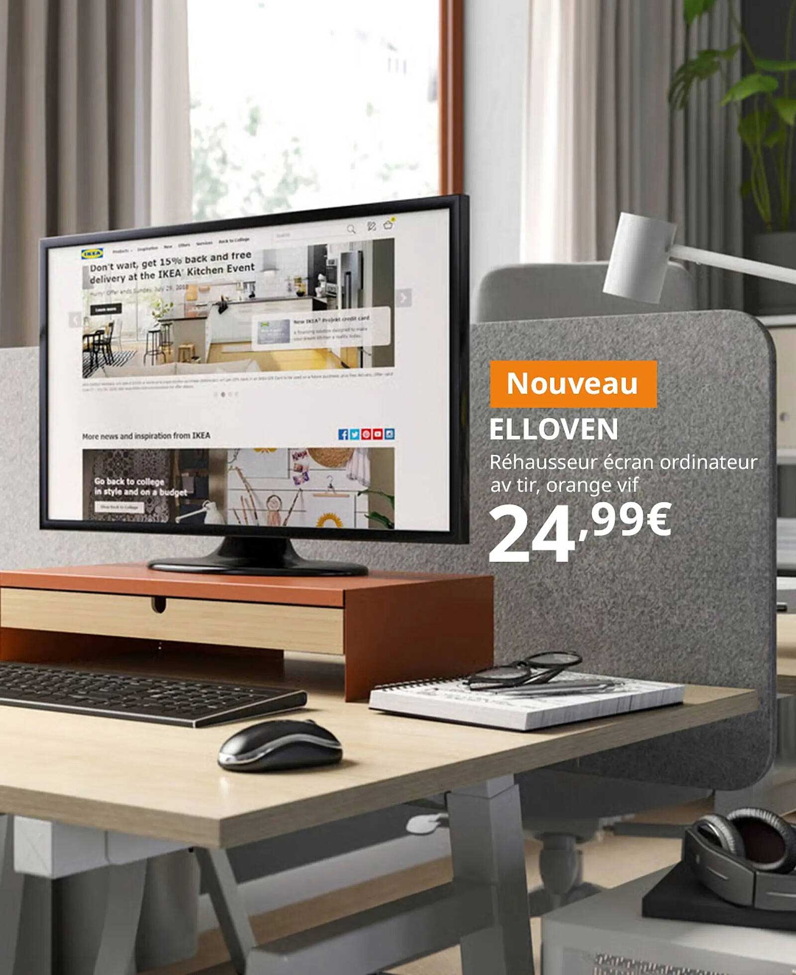 Nouveau ELLOVEN Réhausseur écran ordinateur av tir, orange vif