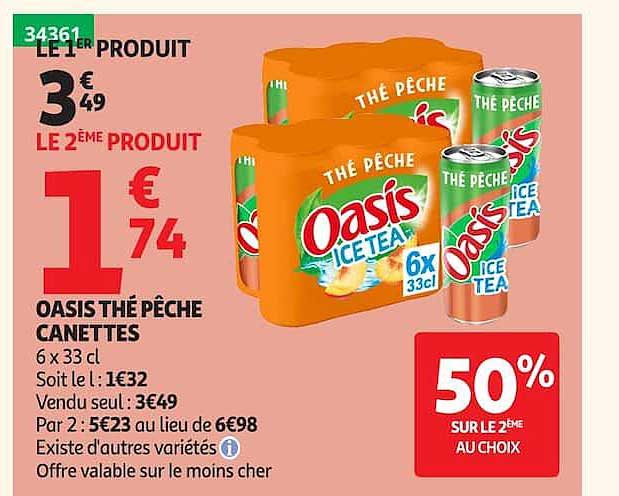 OASIS THÉ PÊCHE CANETTES