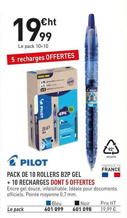 PACK DE 10 ROLLERS B2P GEL + 10 RECHARGES DONT 5 OFFERTES