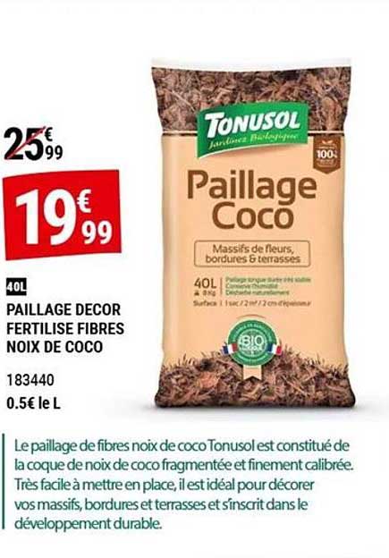 PAILLAGE DECOR FERTILISE FIBRES NOIX DE COCO