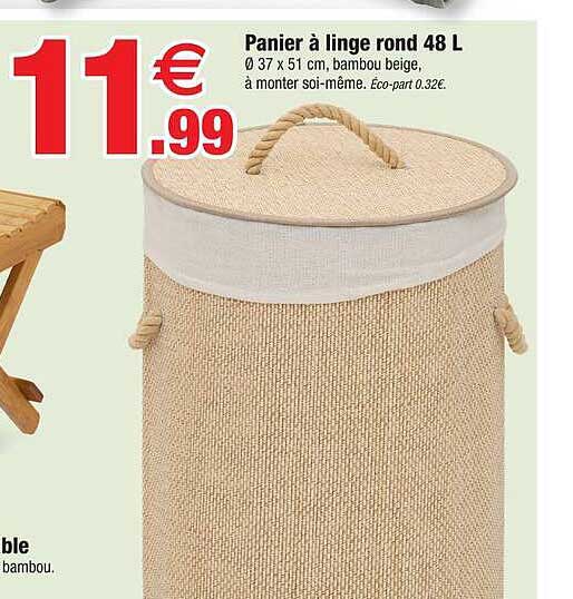 Panier à linge rond 48 L