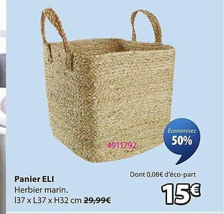 Panier ELI Herbier marin. 37 x L37 x H32 cm