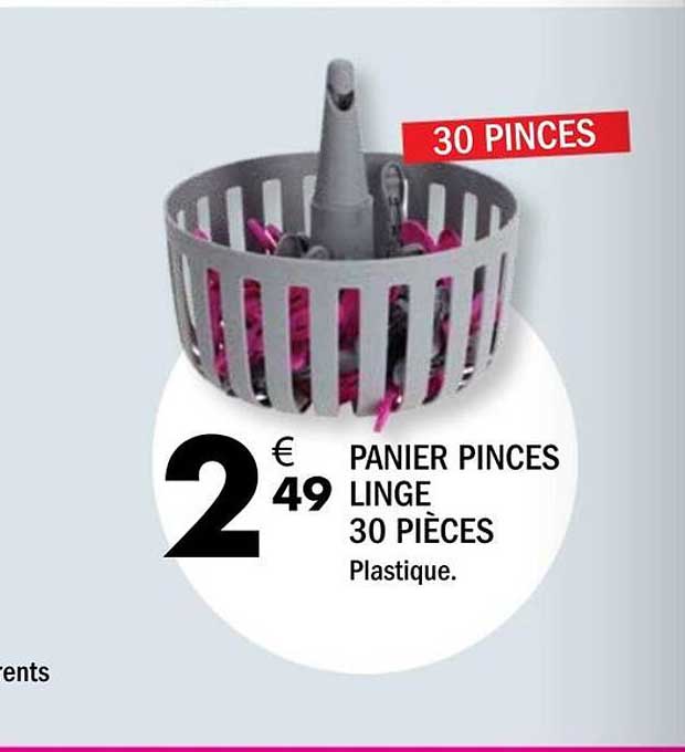 PANIER PINCES LINGE 30 PIÈCES Plastique.