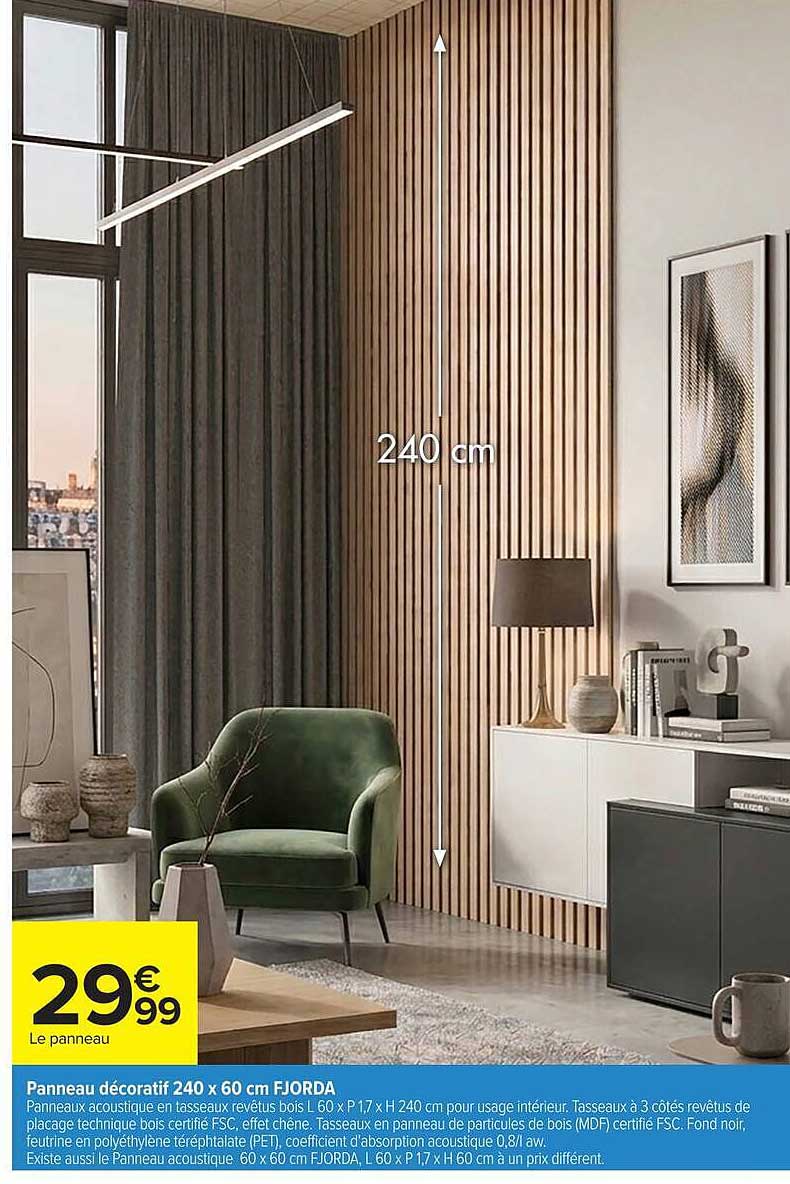 Panneau décoratif 240 x 60 cm FJORDA