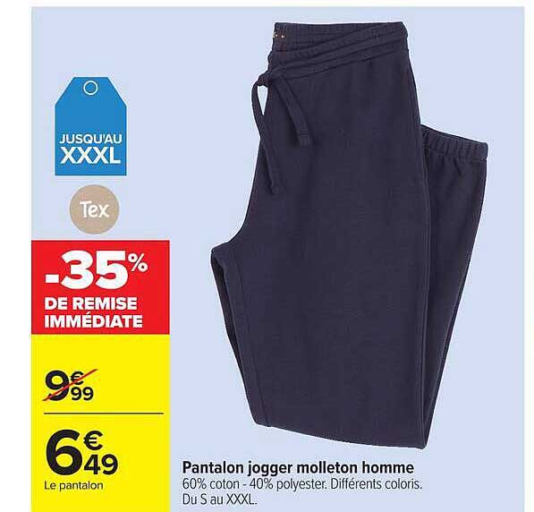 Pantalon jogger molleton homme