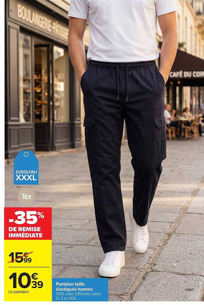 Pantalon taille élastiquée homme