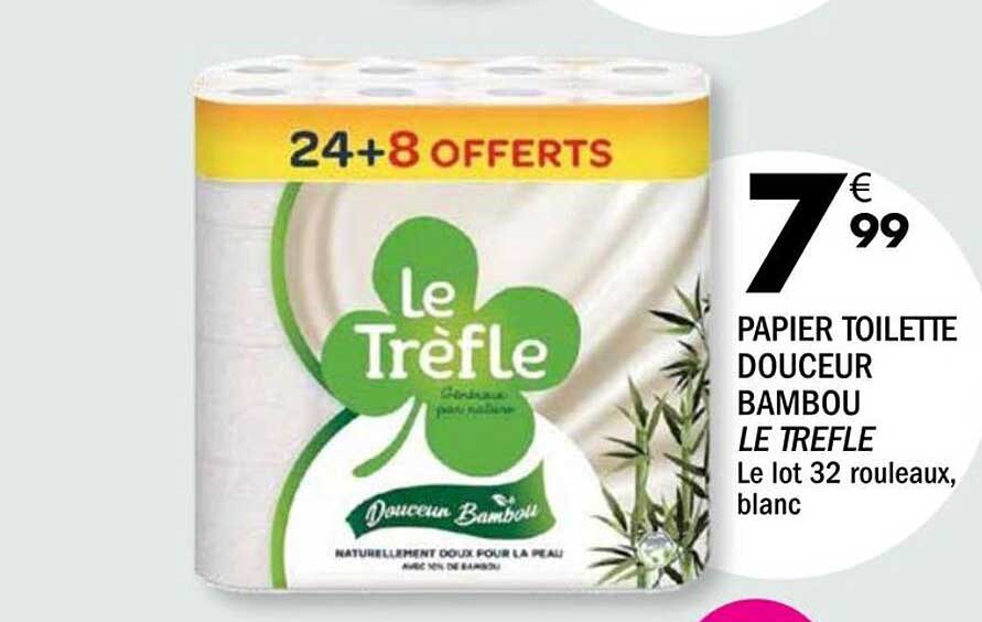 PAPIER TOILETTE DOUCEUR BAMBOU LE TREFLE