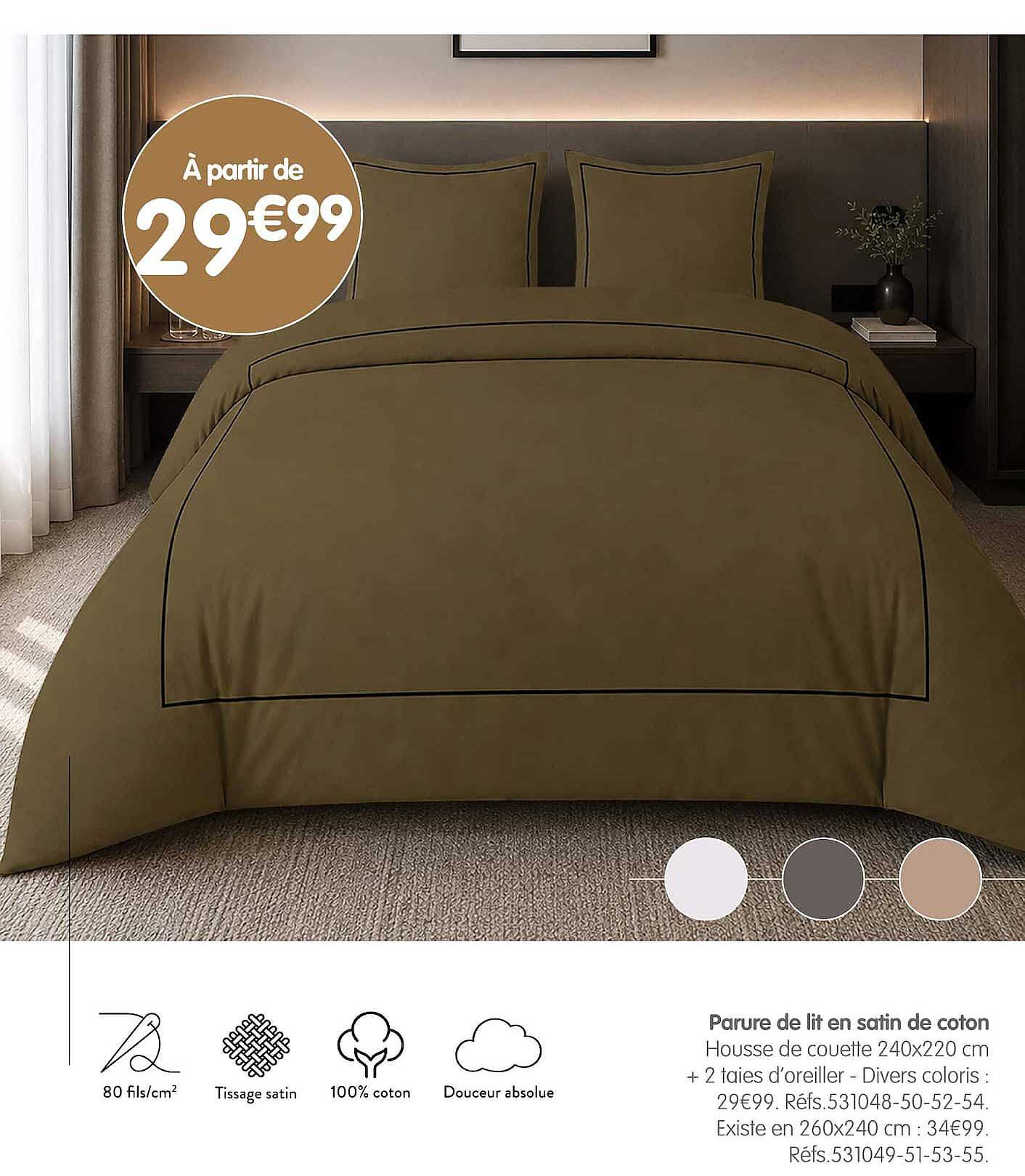 Parure de lit en satin de coton
