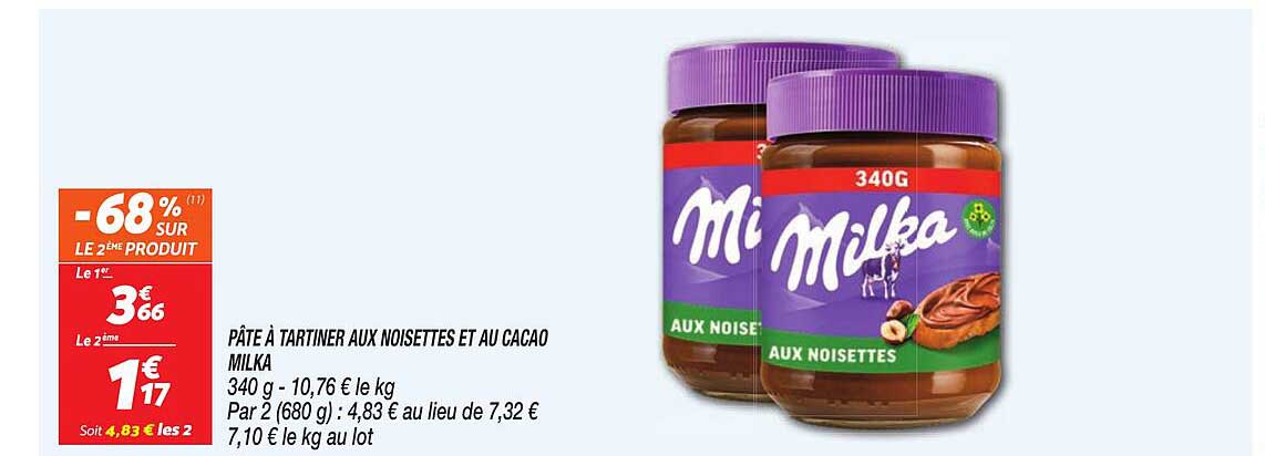 PÂTE À TARTINER AUX NOISETTES ET AU CACAO MILKA