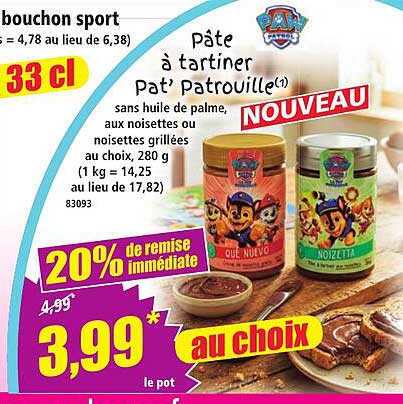Pâte à tartiner Pat’ Patrouille