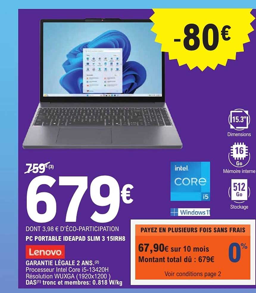 PC PORTABLE IDEAPAD SLIM 3 15IRH8