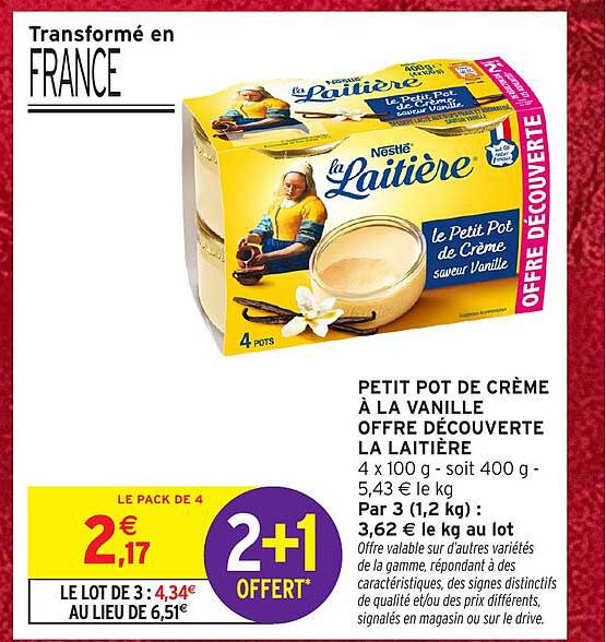 PETIT POT DE CRÈME À LA VANILLE OFFRE DÉCOUVERTE LA LAITIÈRE