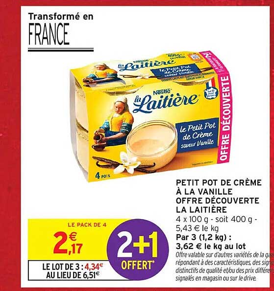 PETIT POT DE CRÈME À LA VANILLE OFFRE DÉCOUVERTE LA LAITIÈRE