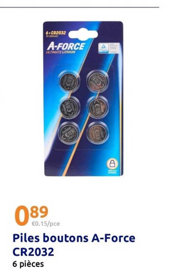 Piles boutons A-Force CR2032