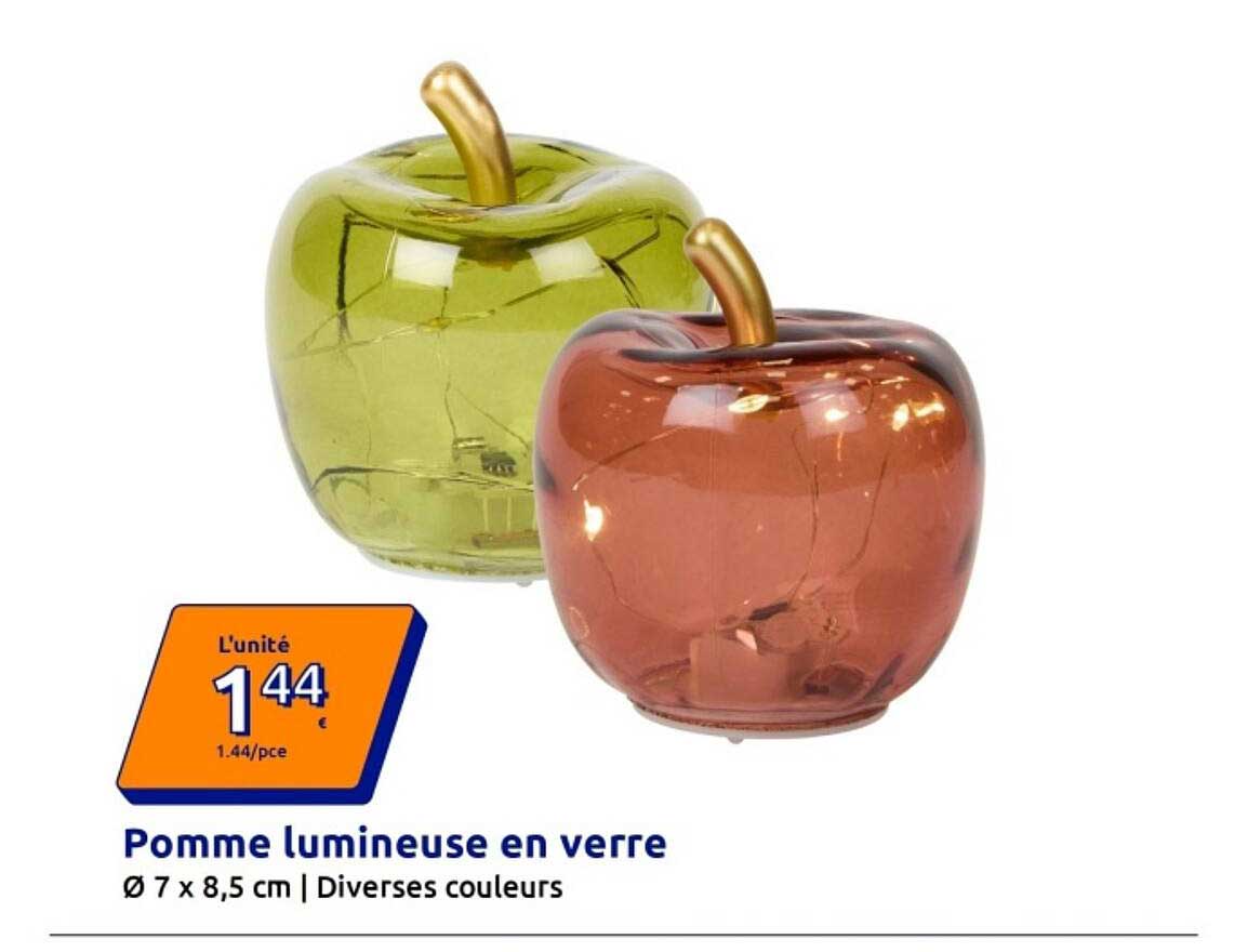 Pomme lumineuse en verre