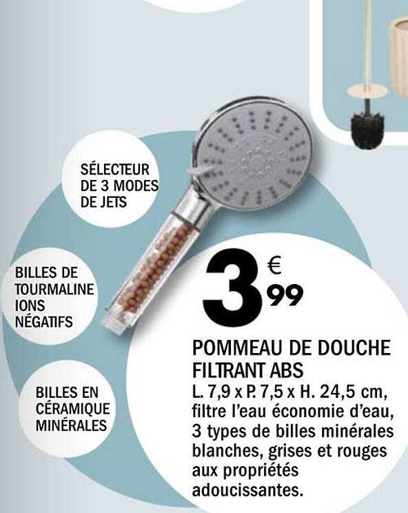 POMMEAU DE DOUCHE FILTRANT ABS