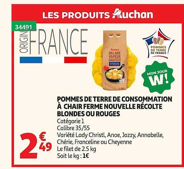 POMMES DE TERRE DE CONSOMMATION À CHAIR FERME NOUVELLE RÉCOLTE BLONDES OU ROUGES