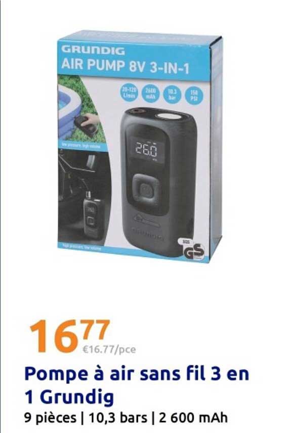 Pompe à air sans fil 3 en 1 Grundig