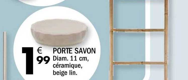 PORTE SAVON Diam. 11 cm, céramique, beige lin.