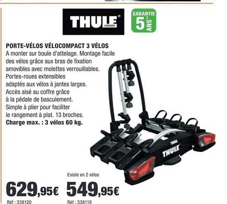 PORTE-VÉLOS VÉLOCOMPACT 3 VÉLOS