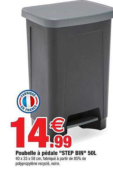 Poubelle à pédale "STEP BIN" 50L
