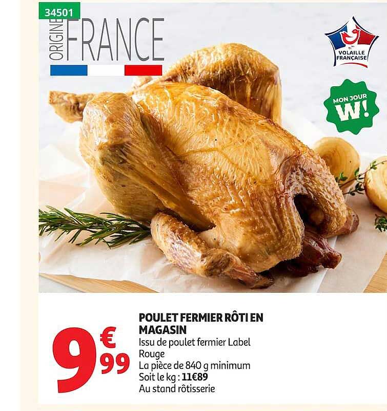 POULET FERMIER RÔTI EN MAGASIN
