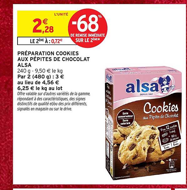 PRÉPARATION COOKIES AUX PÉPITES DE CHOCOLAT ALSA
