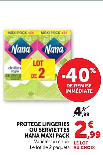 PROTEGE LINGERIES OU SERVIETTES NANA MAXI PACK