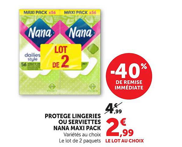 PROTEGE LINGERIES OU SERVIETTES NANA MAXI PACK