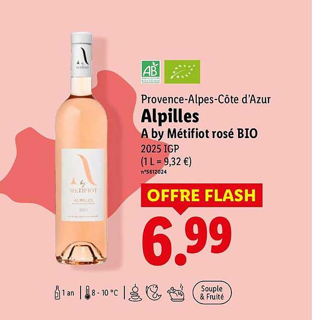 Provence-Alpes-Côte d’Azur Alpilles A by Métifiot rosé BIO 2025 IGP