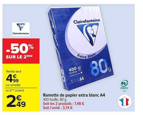 Ramette de papier extra blanc A4