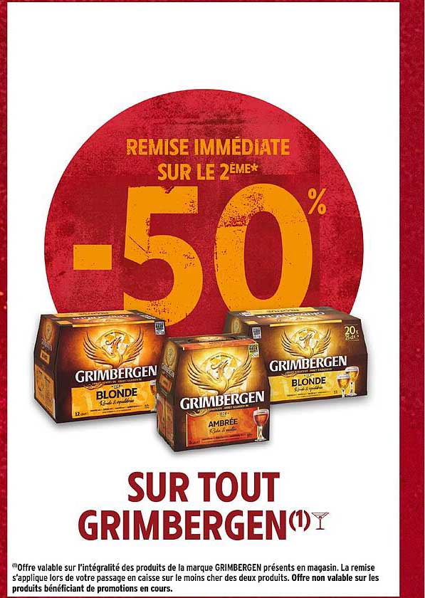 REMISE IMMÉDIATE SUR LE 2ÈME* -50% SUR TOUT GRIMBERGEN(1)