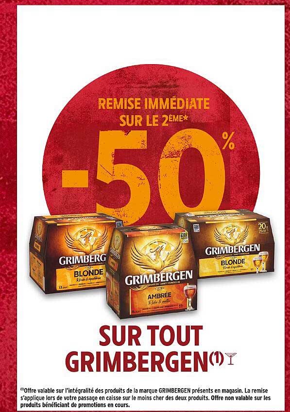 REMISE IMMÉDIATE SUR LE 2ÈME* -50% SUR TOUT GRIMBERGEN(1)