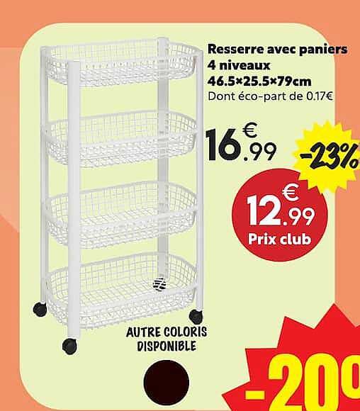 Resserre avec paniers 4 niveaux 46.5×25.5×79cm