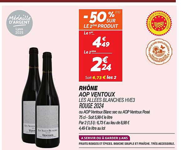 RHÔNE AOP VENTOUX LES ALLÉES BLANCHES HVE3 ROUGE 2024